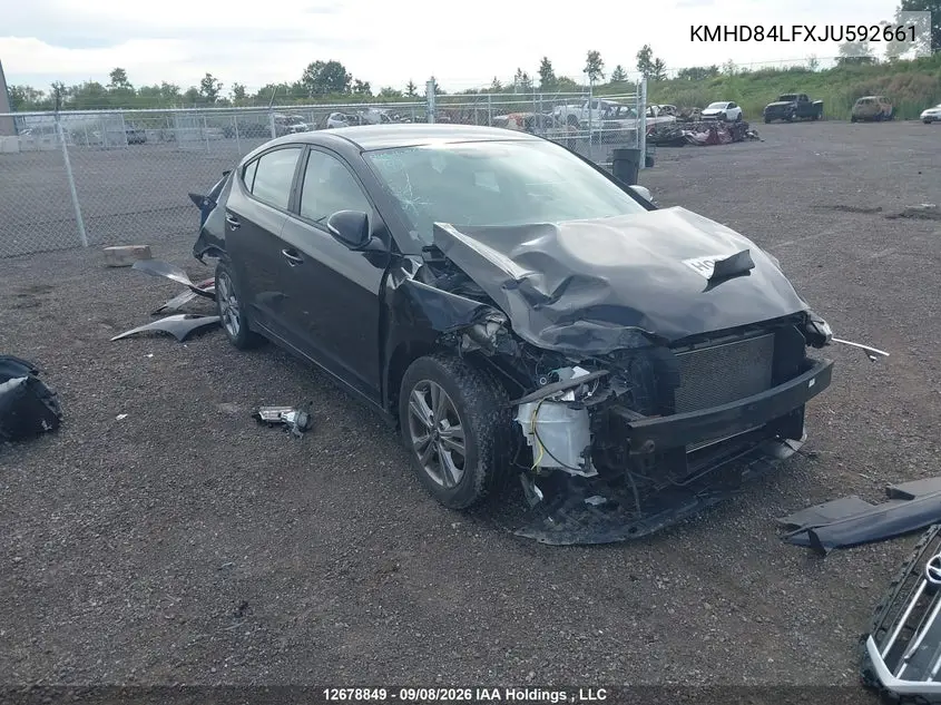 HYUNDAI ELANTRA 2018, VIN KMHD84LFXJU592661