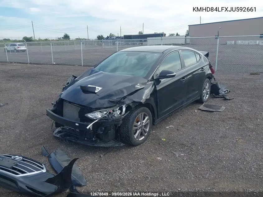 2018 HYUNDAI ELANTRA VIN KMHD84LFXJU592661 — фото 2