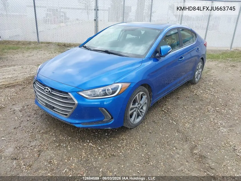 2018 HYUNDAI ELANTRA VIN KMHD84LFXJU663745 — фото 2