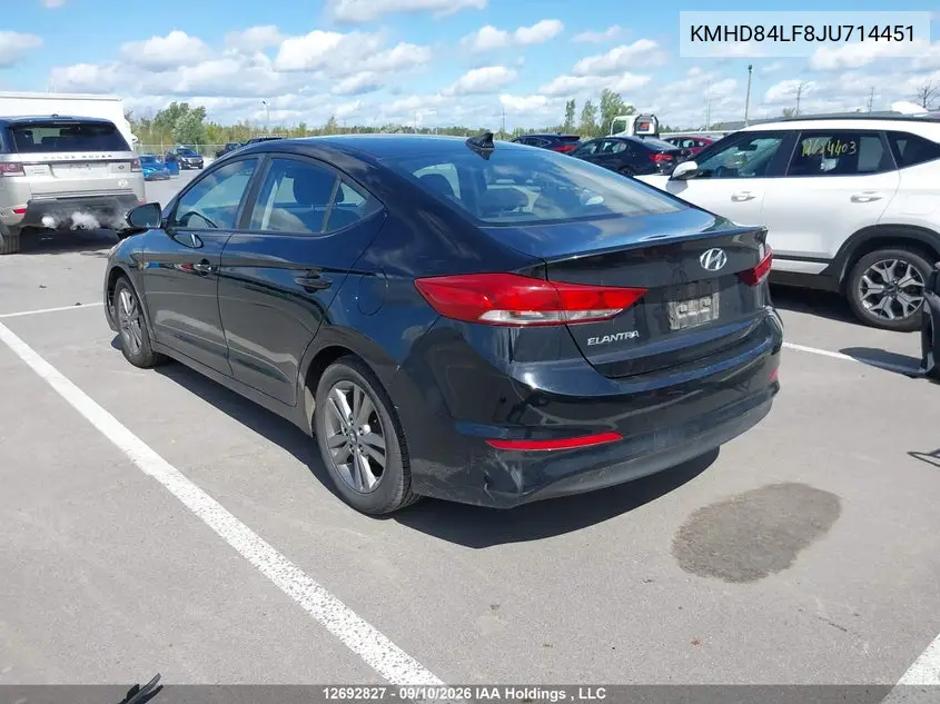 2018 HYUNDAI ELANTRA VIN KMHD84LF8JU714451 — фото 3