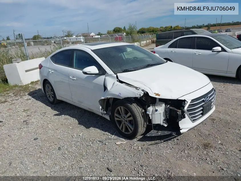 HYUNDAI ELANTRA 2018, VIN KMHD84LF9JU706049