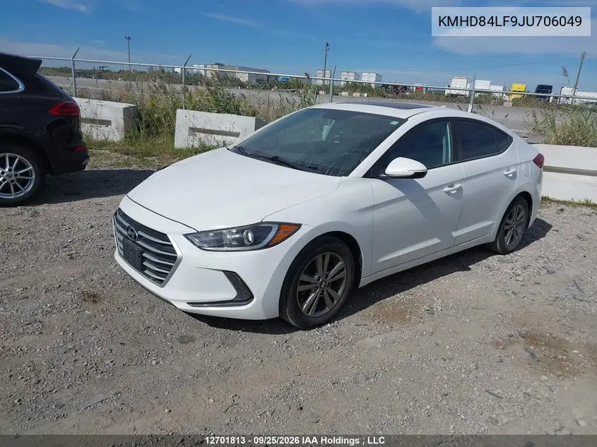2018 HYUNDAI ELANTRA VIN KMHD84LF9JU706049 — фото 2