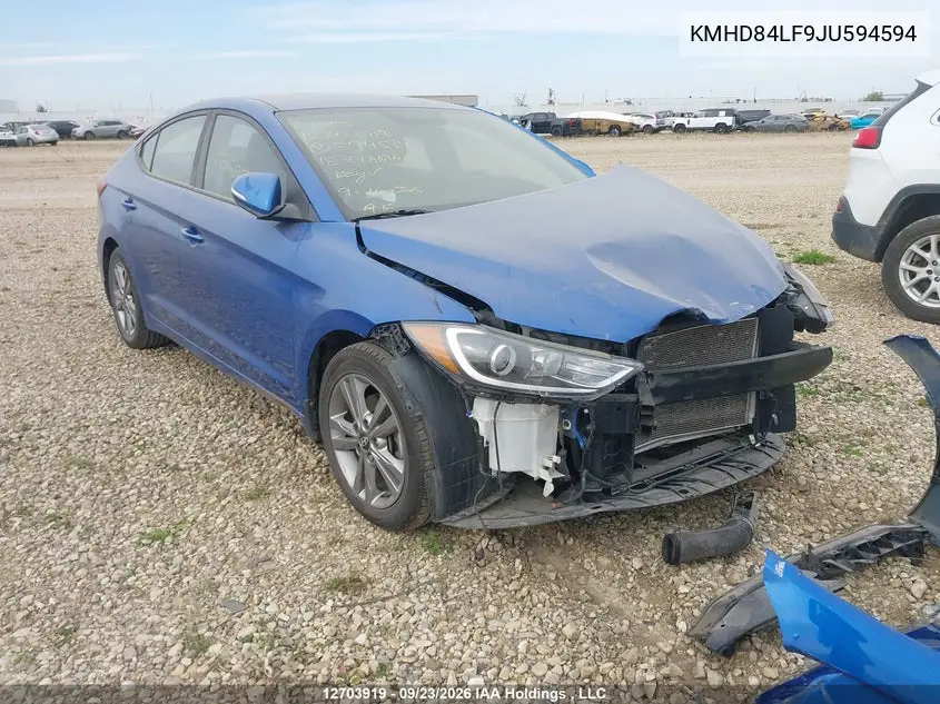 HYUNDAI ELANTRA 2018, VIN KMHD84LF9JU594594