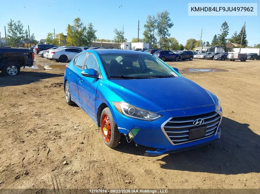 HYUNDAI ELANTRA 2018, VIN KMHD84LF9JU497962