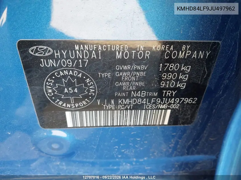 2018 HYUNDAI ELANTRA VIN KMHD84LF9JU497962 — фото 19
