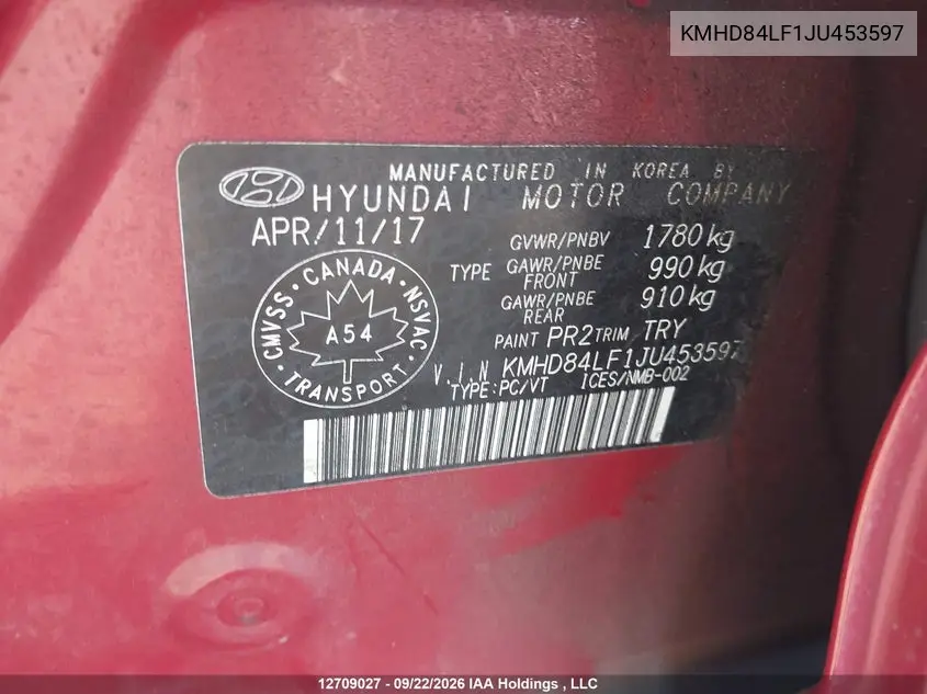 2018 HYUNDAI ELANTRA VIN KMHD84LF1JU453597 — фото 19