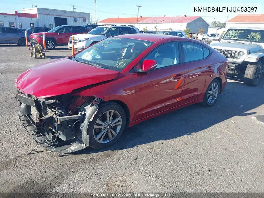 2018 HYUNDAI ELANTRA VIN KMHD84LF1JU453597 — фото 2