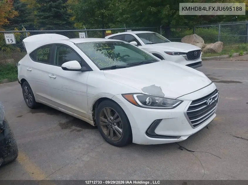 HYUNDAI ELANTRA 2018, VIN KMHD84LFXJU695188