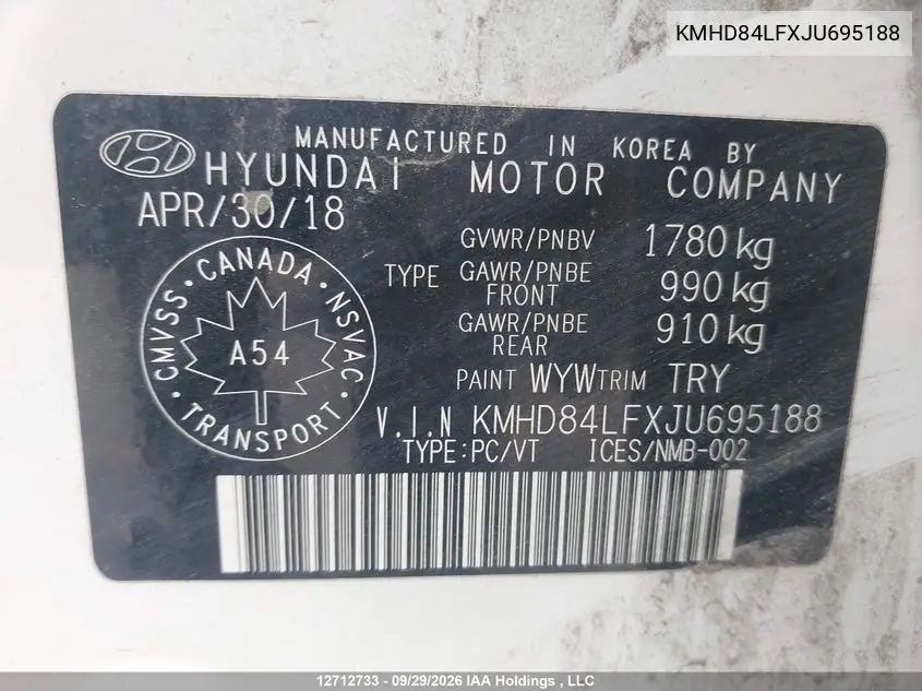 2018 HYUNDAI ELANTRA VIN KMHD84LFXJU695188 — фото 19