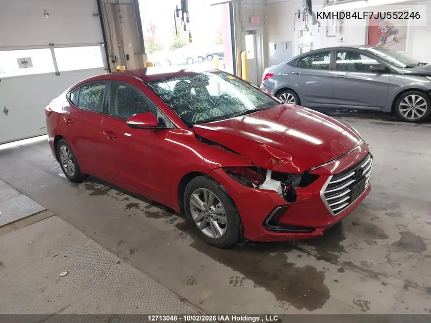 HYUNDAI ELANTRA 2018, VIN KMHD84LF7JU552246