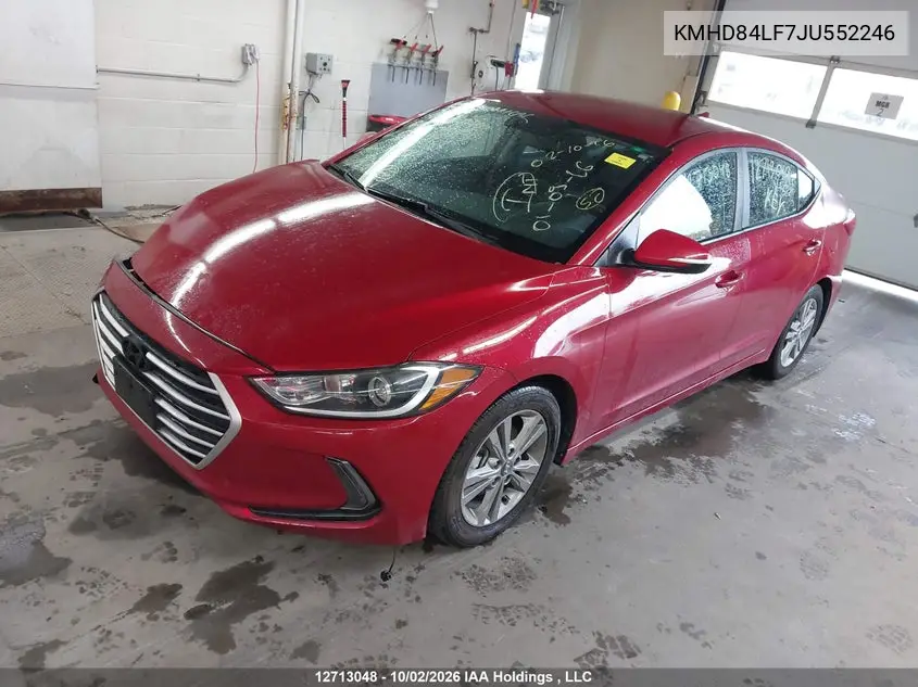 2018 HYUNDAI ELANTRA VIN KMHD84LF7JU552246 — фото 2