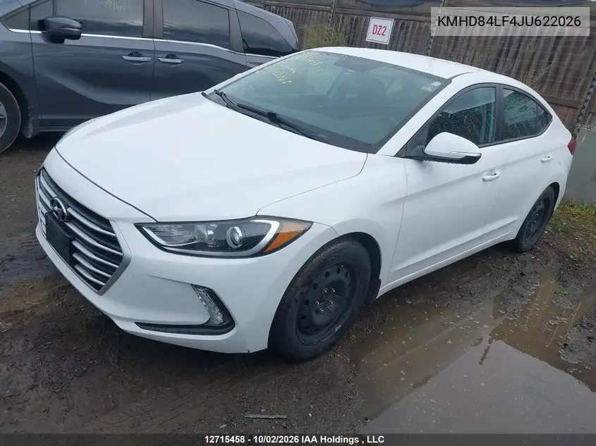 2018 HYUNDAI ELANTRA VIN KMHD84LF4JU622026 — фото 2