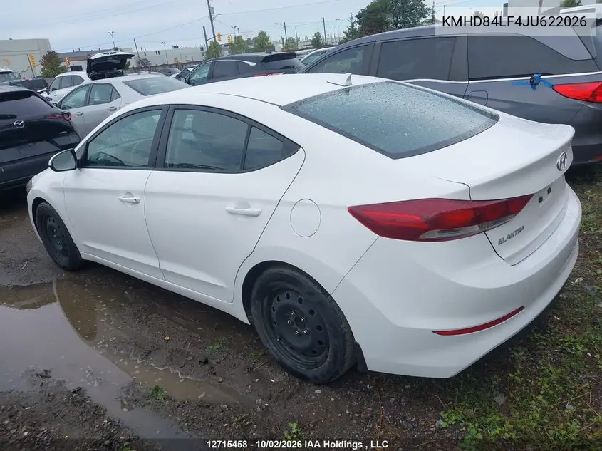 2018 HYUNDAI ELANTRA VIN KMHD84LF4JU622026 — фото 3