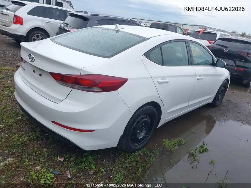 2018 HYUNDAI ELANTRA VIN KMHD84LF4JU622026 — фото 4