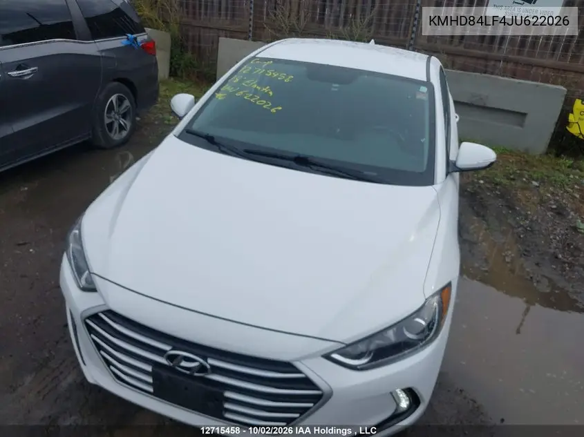 2018 HYUNDAI ELANTRA VIN KMHD84LF4JU622026 — фото 6