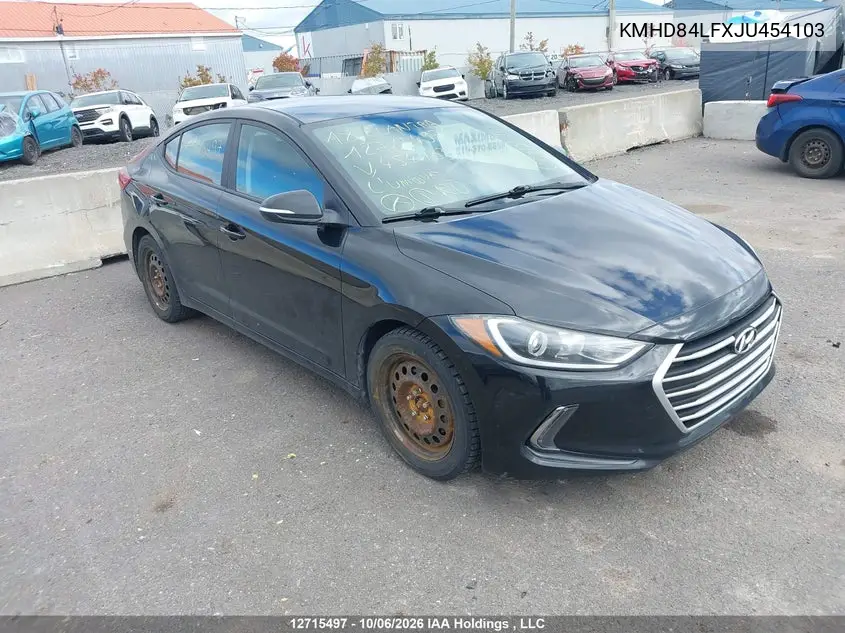 HYUNDAI ELANTRA 2018, VIN KMHD84LFXJU454103