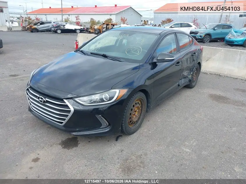 2018 HYUNDAI ELANTRA VIN KMHD84LFXJU454103 — фото 2