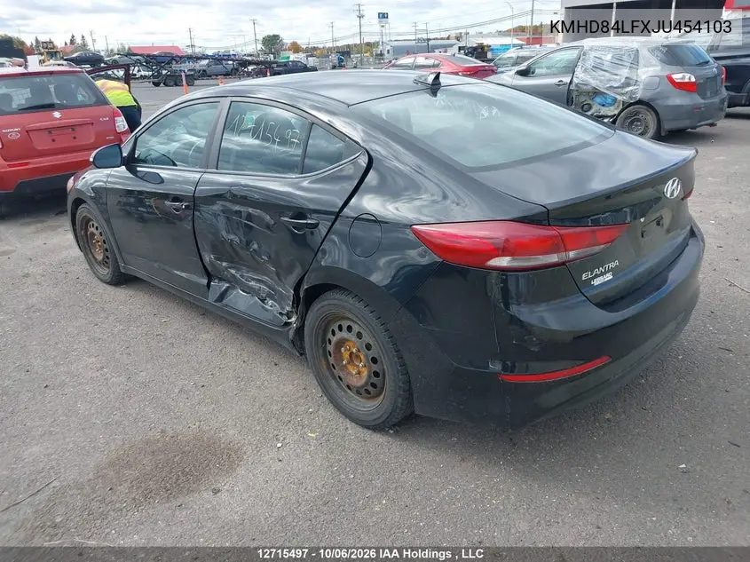 2018 HYUNDAI ELANTRA VIN KMHD84LFXJU454103 — фото 3