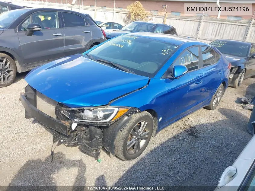 2018 HYUNDAI ELANTRA VIN KMHD84LFXJU524196 — фото 2