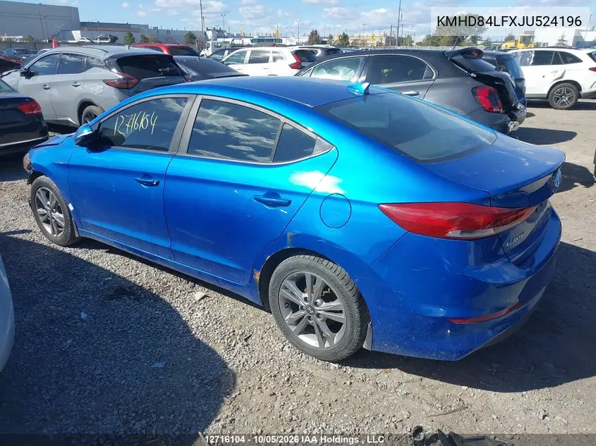2018 HYUNDAI ELANTRA VIN KMHD84LFXJU524196 — фото 3
