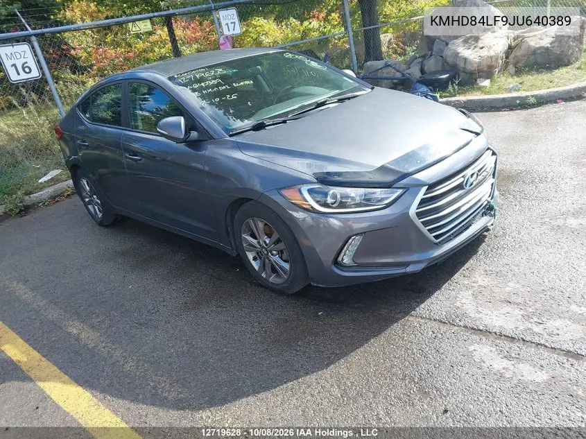 HYUNDAI ELANTRA 2018, VIN KMHD84LF9JU640389