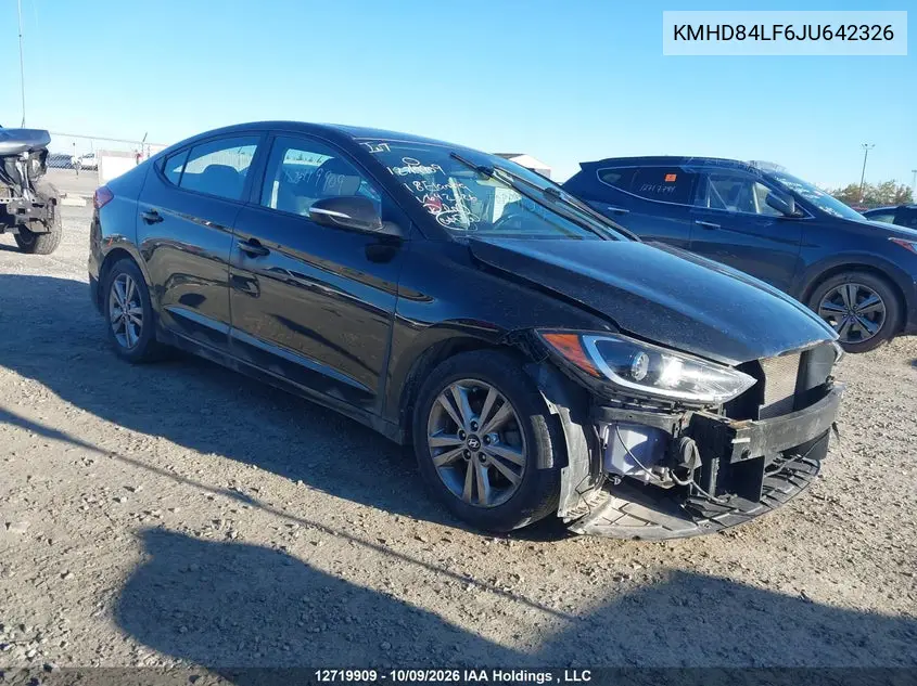 HYUNDAI ELANTRA 2018, VIN KMHD84LF6JU642326