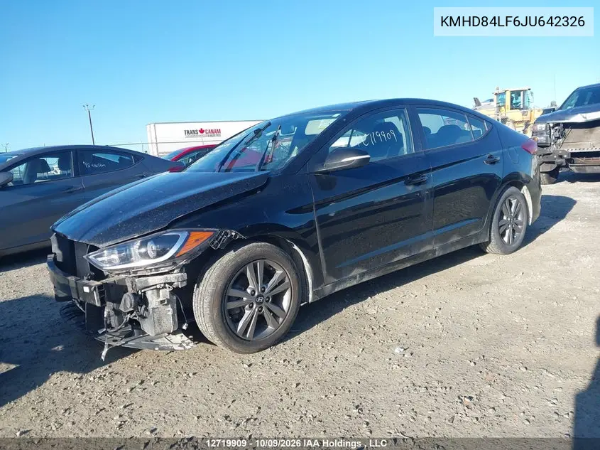 2018 HYUNDAI ELANTRA VIN KMHD84LF6JU642326 — фото 2