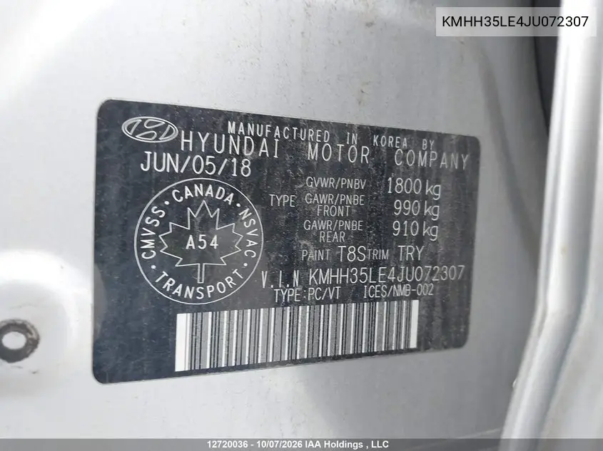 2018 HYUNDAI ELANTRA VIN KMHH35LE4JU072307 — фото 9
