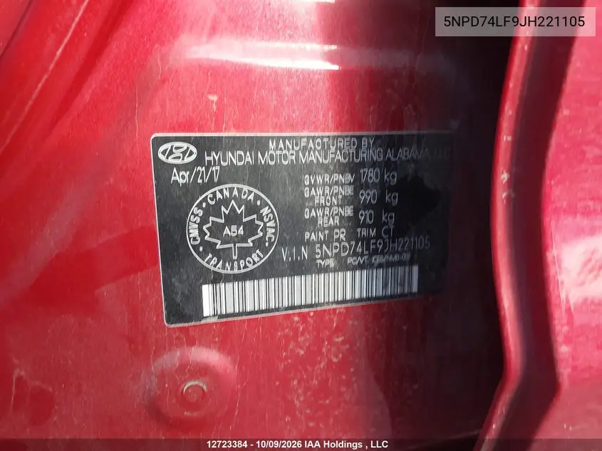 2018 HYUNDAI ELANTRA VIN 5NPD74LF9JH221105 — фото 18