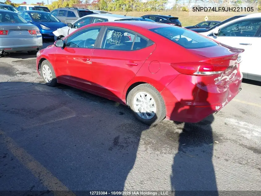 2018 HYUNDAI ELANTRA VIN 5NPD74LF9JH221105 — фото 3