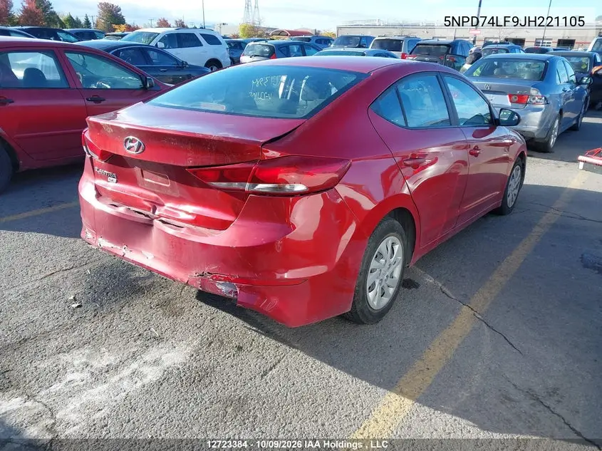 2018 HYUNDAI ELANTRA VIN 5NPD74LF9JH221105 — фото 4