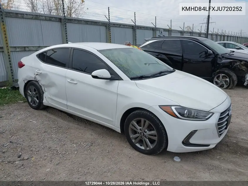 HYUNDAI ELANTRA 2018, VIN KMHD84LFXJU720252