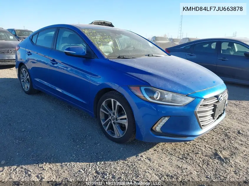 HYUNDAI ELANTRA 2018, VIN KMHD84LF7JU663878