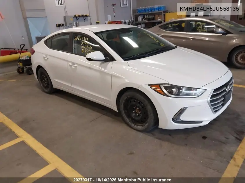 HYUNDAI ELANTRA 2018, VIN KMHD84LF6JU558135