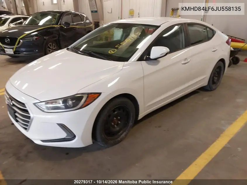 2018 HYUNDAI ELANTRA VIN KMHD84LF6JU558135 — фото 2