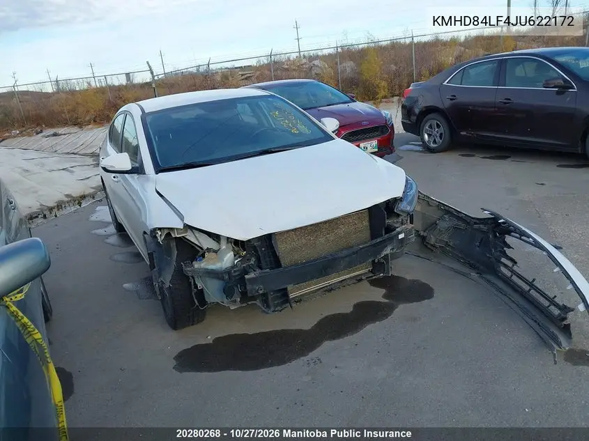 HYUNDAI ELANTRA 2018, VIN KMHD84LF4JU622172
