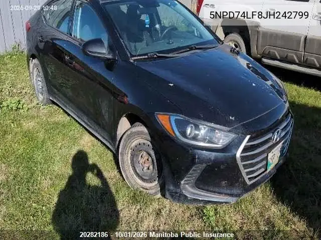 HYUNDAI ELANTRA 2018, VIN 5NPD74LF8JH242799