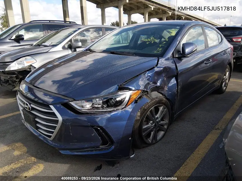 2018 HYUNDAI ELANTRA VIN KMHD84LF5JU517818 — фото 2