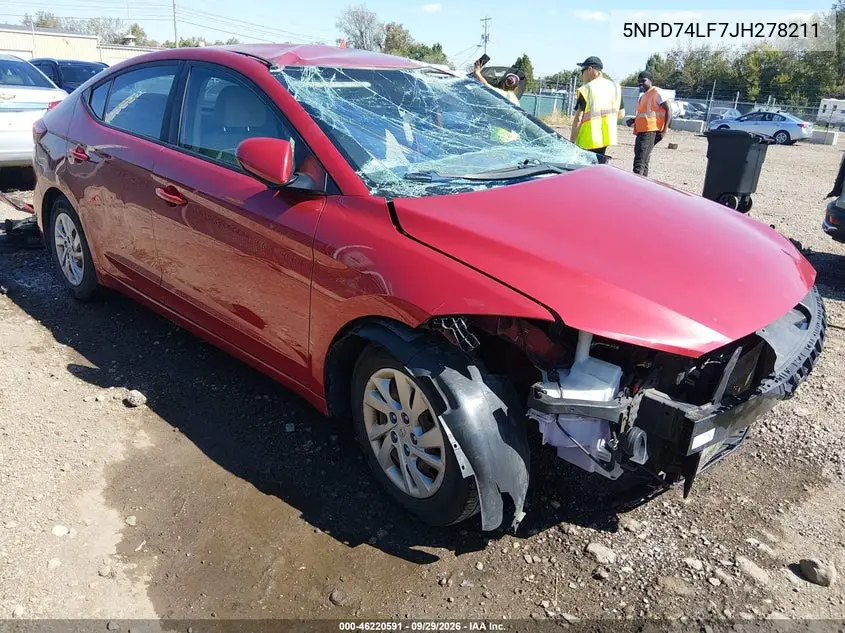 HYUNDAI ELANTRA 2018, VIN 5NPD74LF7JH278211