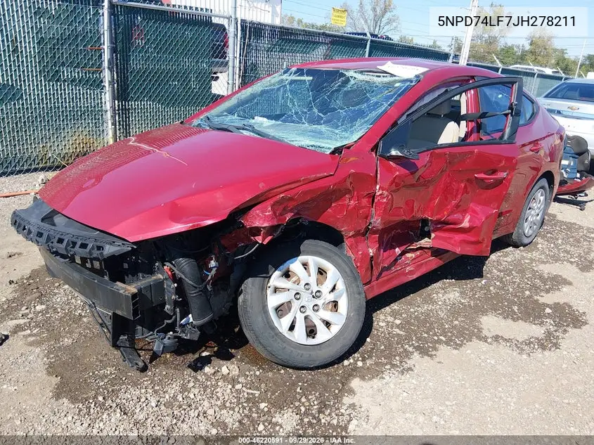2018 HYUNDAI ELANTRA VIN 5NPD74LF7JH278211 — фото 2