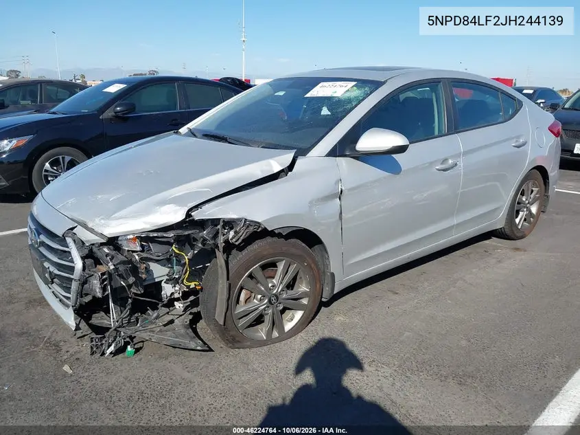 2018 HYUNDAI ELANTRA VIN 5NPD84LF2JH244139 — фото 2