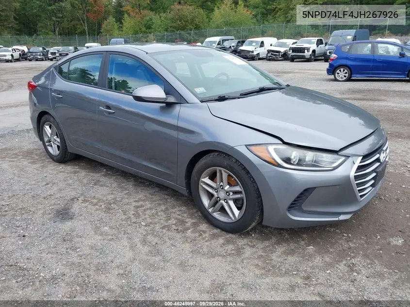 HYUNDAI ELANTRA 2018, VIN 5NPD74LF4JH267926