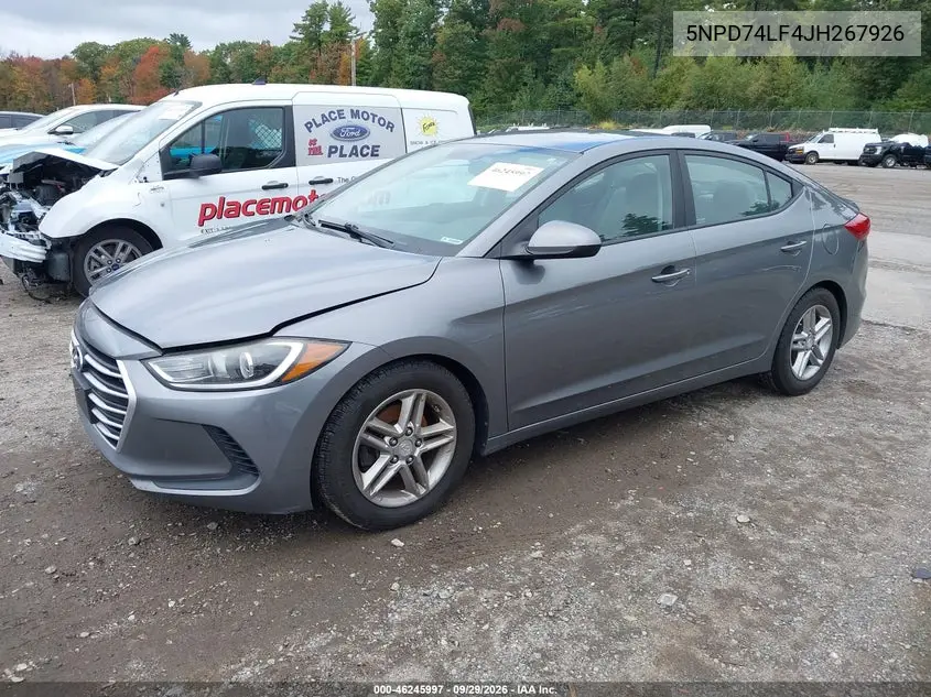 2018 HYUNDAI ELANTRA VIN 5NPD74LF4JH267926 — фото 2