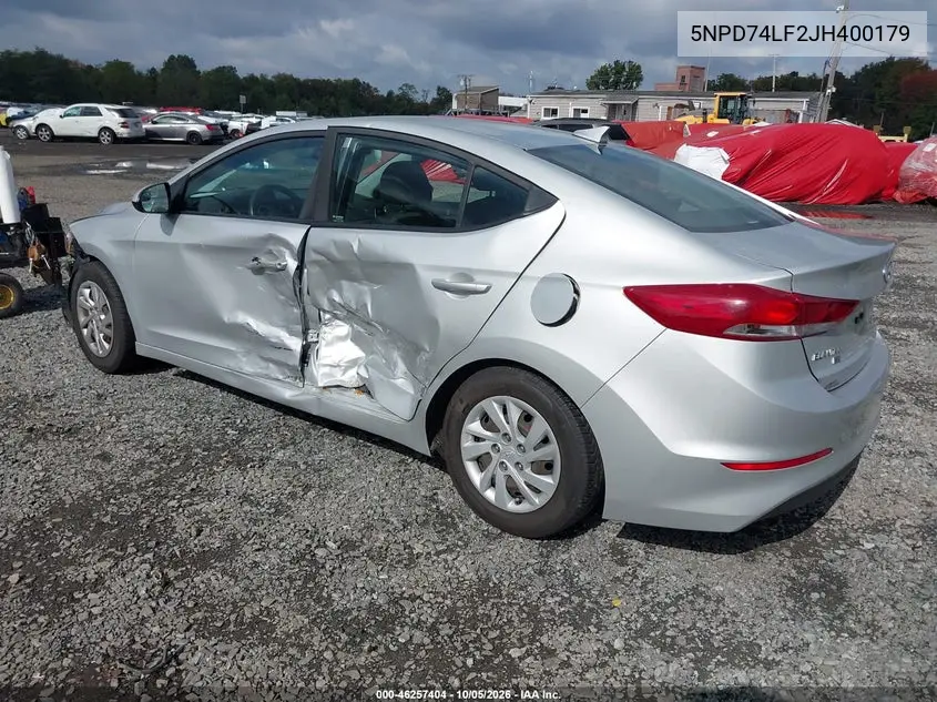 2018 HYUNDAI ELANTRA VIN 5NPD74LF2JH400179 — фото 3