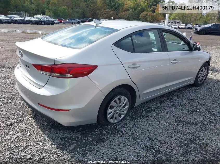 2018 HYUNDAI ELANTRA VIN 5NPD74LF2JH400179 — фото 4