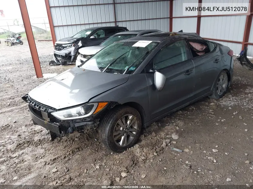 2018 HYUNDAI ELANTRA VIN KMHD84LFXJU512078 — фото 2