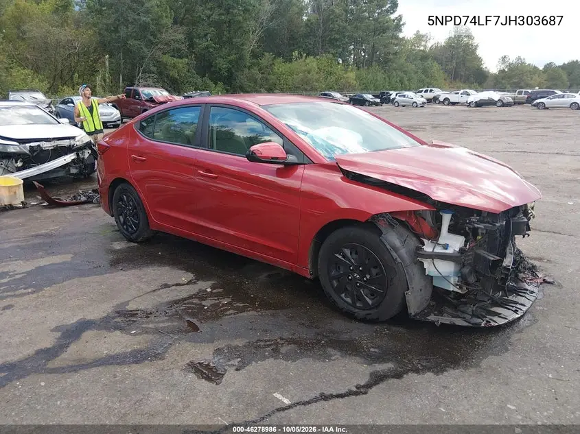 HYUNDAI ELANTRA 2018, VIN 5NPD74LF7JH303687