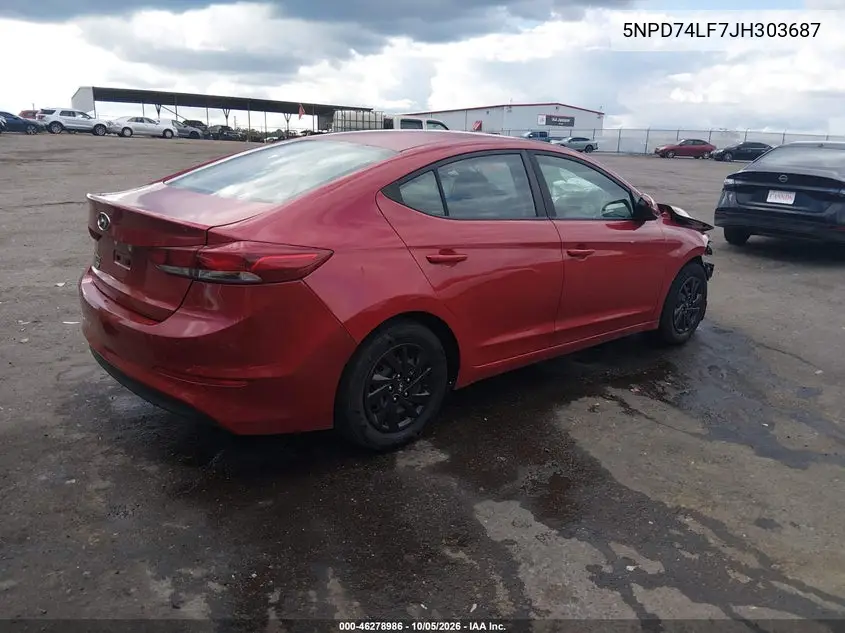 2018 HYUNDAI ELANTRA VIN 5NPD74LF7JH303687 — фото 4