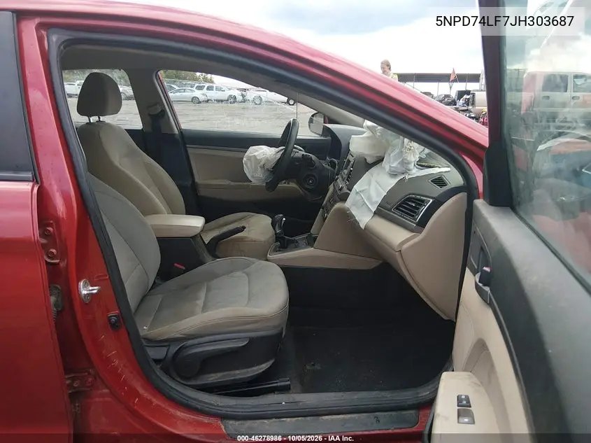 2018 HYUNDAI ELANTRA VIN 5NPD74LF7JH303687 — фото 5