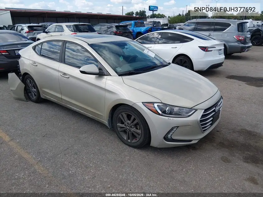 HYUNDAI ELANTRA 2018, VIN 5NPD84LF0JH377692